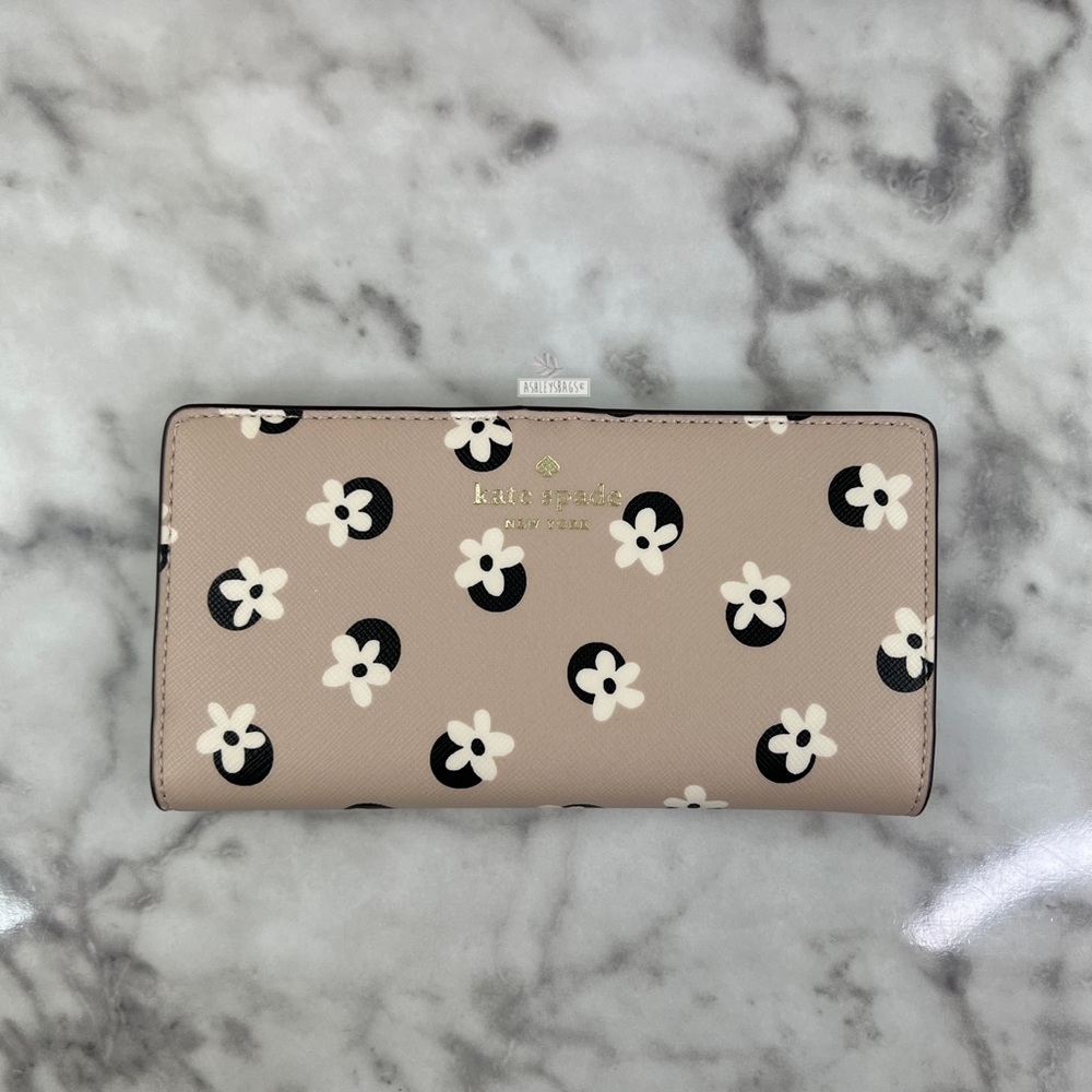 Kate Spade Floral Polka Dot Print Tote & Large Slim Bifold Wallet Neutral Multi - Picture 10 of 13